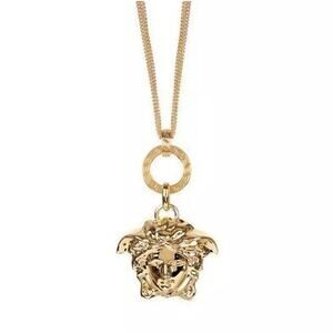 NIB Versace Medusa Head Pendant Gold Tone Triple Multi Chain Necklace $750